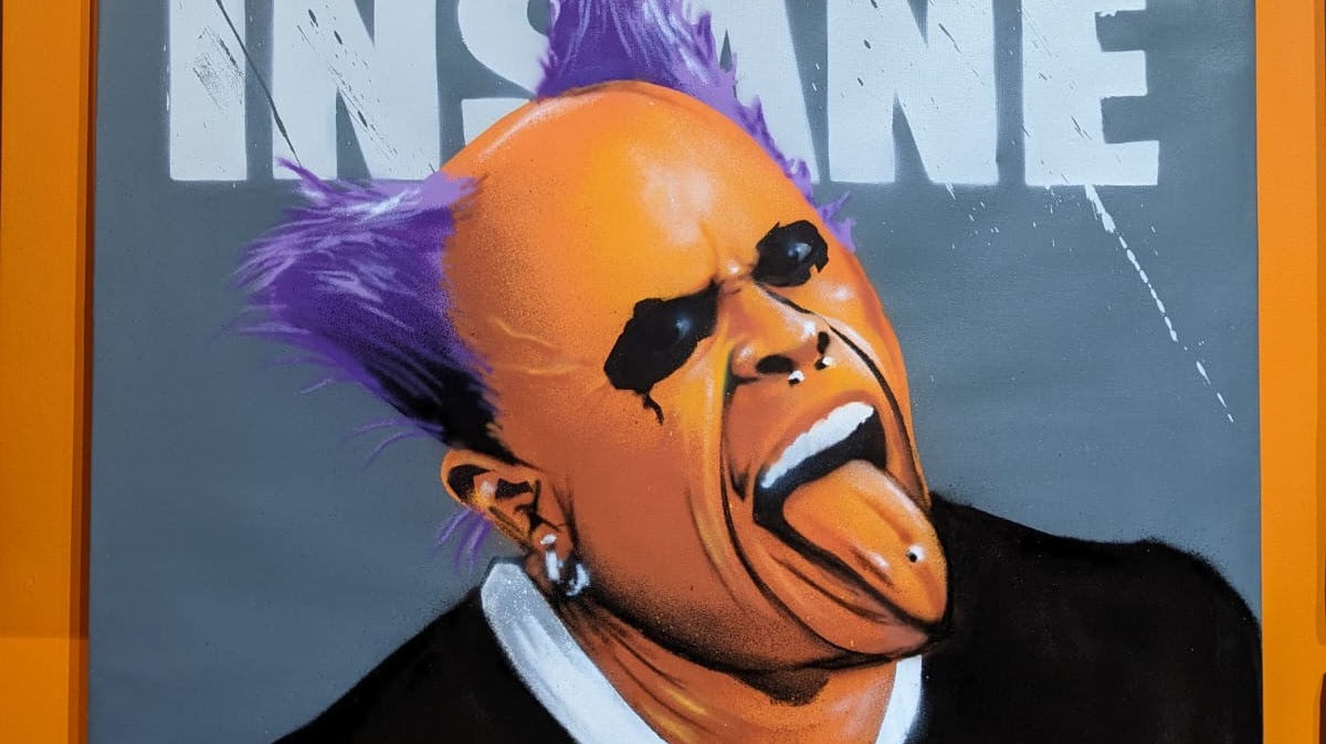 Keith Flint The Prodigy spray paint canvas art portrait by Jaksta Art Swindon